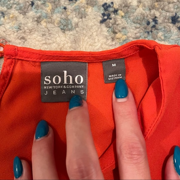 New York & Company Orange Flutter Sleeve Top - Size M - Picture 6 of 6